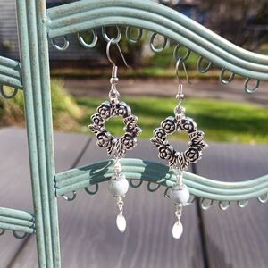 Elegant Silver Floral Earrings